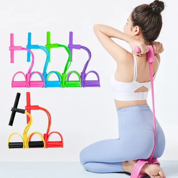 Multi-Function Tension Rope Bands – 4 Tube Elastic Resistance Bands for Home Fitness Exercises